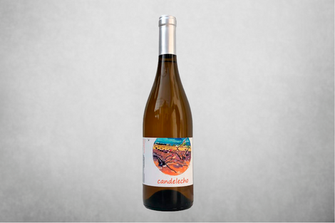 Botella de vino blanco Candelecho Gewürztraminer. BODEGAS CÉSAR VELASCO