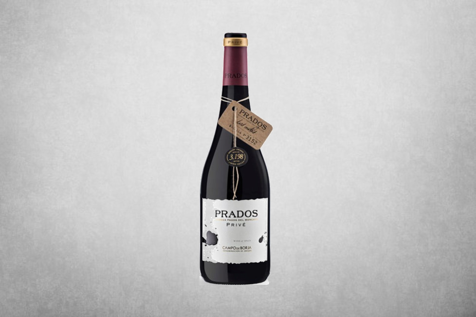 Botella de vino tinto PRADOS Prive. Bodega Pagos del Moncayo