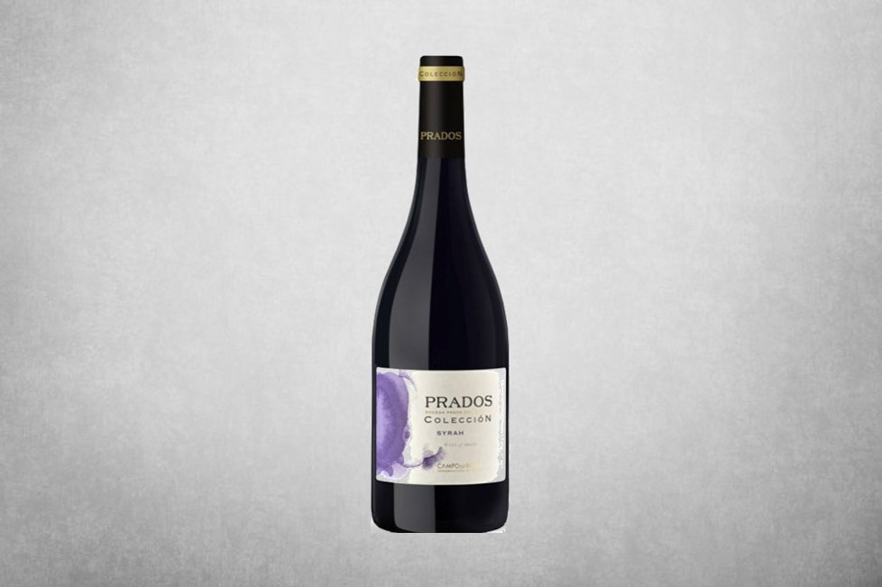 Botella de vino tinto PRADOS Syrah. Bodega Pagos del Moncayo