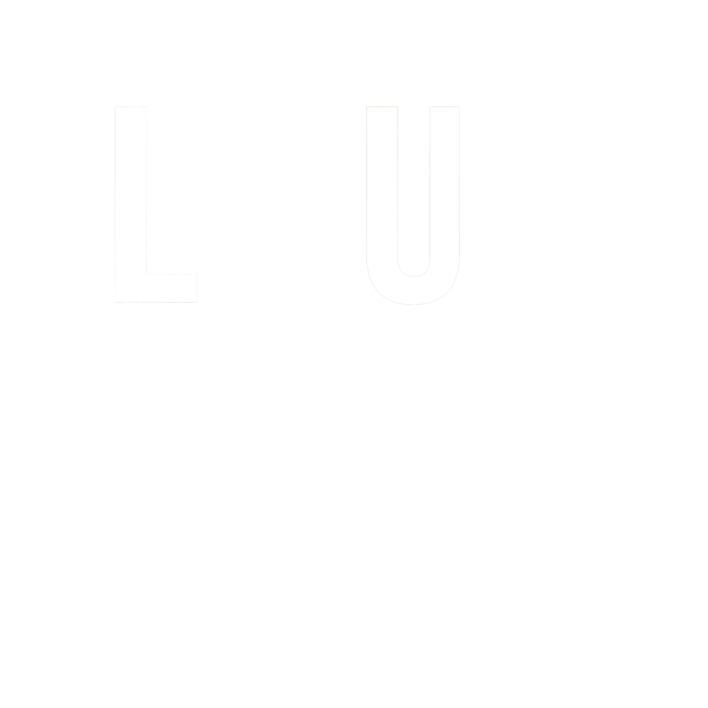 Logotipo correspondiente a la Bodega LAUS, con letras blancas sobre fondo transparente