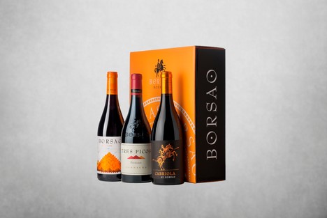 Estuche de tres botellas top de vino (Borsao, Tres Picos, Zarihs). BODEGAS BORSAO